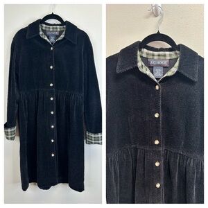 J.G. Hook Black Corduroy Womens 8 Vintage Dress Shacket Dark Cottagecore Prairie